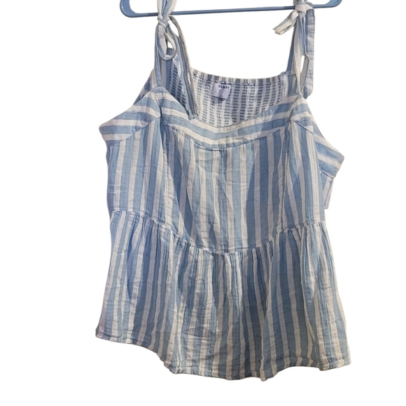 Old Navy Light Blue Striped Shoulder Tie Tank Size 4X - Picture 4 of 6